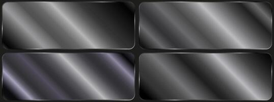 Collection of silver, chrome metallic gradient. Plates with shiny silver effect. Large set of luxury silver gradients. silver. vector