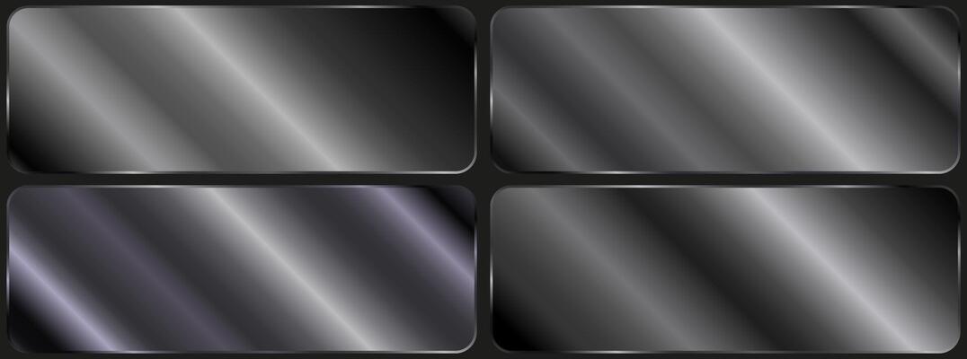 Collection of silver, chrome metallic gradient. Plates with shiny silver effect. Large set of luxury silver gradients. silver.