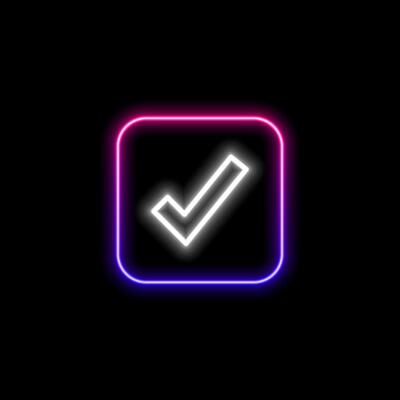 Check mark symbol. neon style.