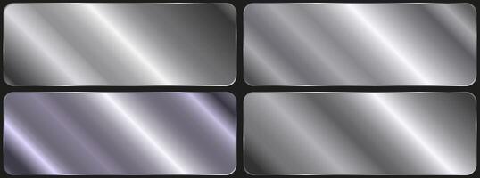 silver, chrome metallic gradient. Plates with shiny silver effect. Large set of luxury silver gradients. illustration vector