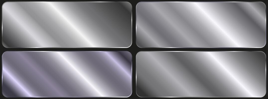 silver, chrome metallic gradient. Plates with shiny silver effect. Large set of luxury silver gradients. illustration