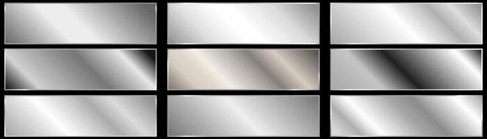 silver metallic backgrounds. Extended plates with silver chrome effect. vector