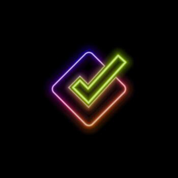 Check mark Correct square sign Checked outline symbol Right choice Vote Select selection Yes Statement Confirm vector