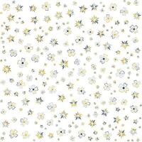 Elegant Floral Pattern Gold Blue Stylized Flowers on White Background vector