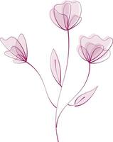 Delicate Mauve Stylized Floral Line Art Minimalist Botanical Illustration vector