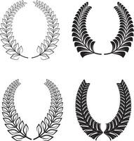 Elegant Black and White Laurel Wreaths Collection Minimal Design vector