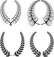 Elegant Symmetrical Laurel Wreaths Set Classic Black Design on White Background vector