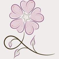 Delicate Stylized Single Flower Light Purple Pink Floral Illustration with Brown Stem vector