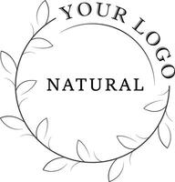 Minimalist Natural Logo Design with Circular Frame and Leaves vector