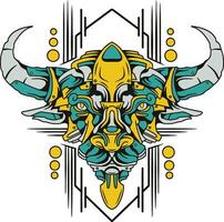 mechanical bull head illustration vector