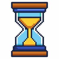 Vintage Pixel Art Hourglass Illustration in Retro 8 Bit Style for Digital Media and Gaming Design vector