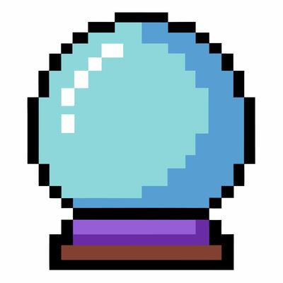 Pixel Art Crystal Ball Illustration Retro Style Magic Icon in Blue and Purple