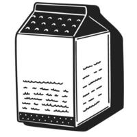 Carton of milk graphic illustration simple black and white dairy product packaging icon, isolated food container design vector