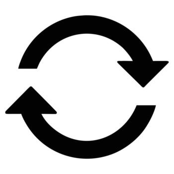Black reload symbol refresh icon update sync loop recycle arrow cycle repeat restore process sign vector