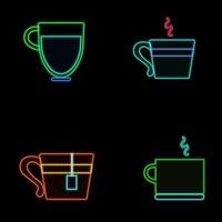 Neon coffee cup illustrations collection vector