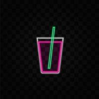 Neon drink glass with straw vector