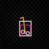 Neon cocktail glass icon vector