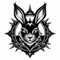 Tribal Rabbit Emblem Bold Black and White Animal Design vector