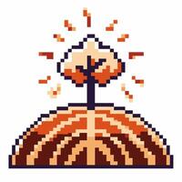 Retro pixel explosion icon, blast mushroom cloud vintage pixel art bomb, atomic burst, nuclear impact concept vector