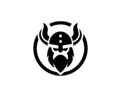 Bold Viking Warrior Emblem with Horned Helmet in Striking Illustration vector