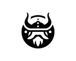 Bold Viking Warrior Emblem in a Minimalist Circular Design vector