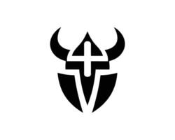 Intricate Viking Helmet Icon Emblem vector
