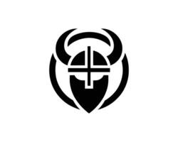 Bold Viking Helmet Logo Design with Angular Horns vector