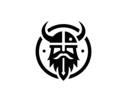 Bold Viking Warrior Emblem with Horned Helmet Icon vector