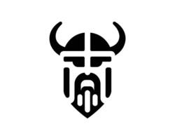 Bold Viking Warrior Silhouette Emblem in Striking Flat Design vector