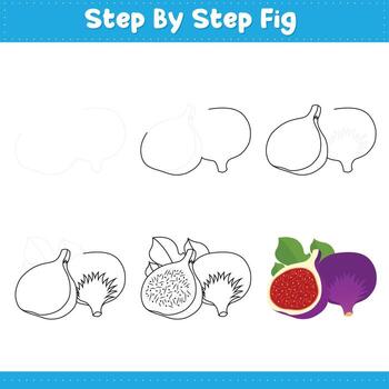 Step By Step Drawing Lime For Kids. Fig Food Drawing Tutorial On How To Draw. illustration vector
