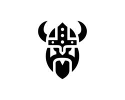 Iconic Viking Helmet Emblem in Bold Minimalist Style vector