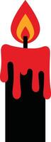 Illustration of a Burning Candle with Dripping Red Wax. vector