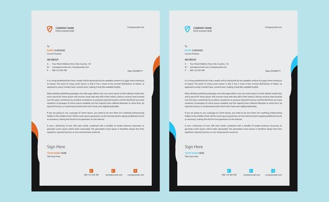 Editable clean creative modern corporate professional company minimalist business stationery brand identity letterhead template design.