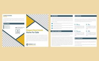 Editable clean creative modern company construction real estate bi fold brochure template design. vector