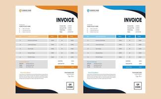 Modern creative clean corporate company business minimal price bill form accounting invoice design template. vector