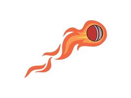 Flaming Cricket Ball colorful Firing represents high speed and power vector