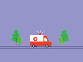 Ambulance in isometric style with road Design Transportation Icon with tree background vector
