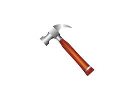 Hammer with rubberized red orange handle. Hammer for laying stone and tiles rubber Industrial workers tool. Equipment for repair, contract and locksmith work vector