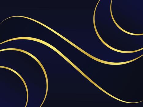 Blue dynamic abstract background with gold wave lines and blue luxury background for presentation and branding vector