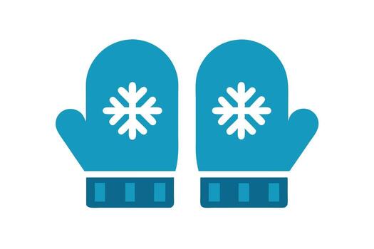 Winter Mittens Icon with Snowflake Pattern on White Background Design vector
