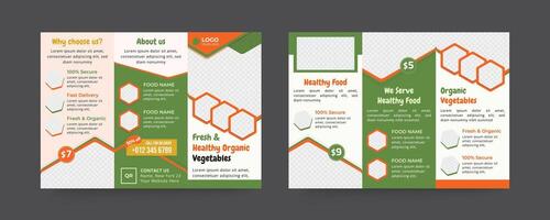 Organic vegetable trifold brochure for fresh produce template vector