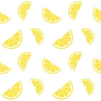 Seamless pattern with slices of lemon on white backgound vector