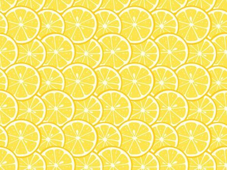 Yellow seamless pattern with slices of lemon vector