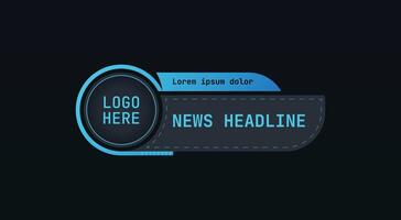 A set of three flat lower third templates in a futuristic neon blue style, designed for news broadcasts, corporate presentations, and overlays vector