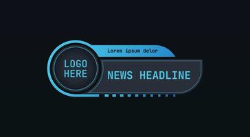 A set of three flat lower third templates in a futuristic neon blue style, designed for news broadcasts, corporate presentations, and overlays. vector