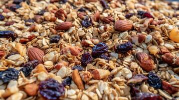 Delicious Homemade Granola Mix with Nuts and Dried Fruits for a Healthy Breakfast. photo