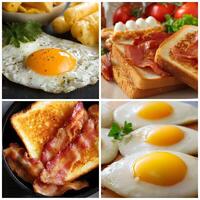Delicious Breakfast Feast of Fried Eggs and Crispy Bacon. photo