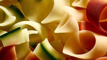 Vibrant Ribbon Cuts of Fresh Vegetables in a Close Up Arrangement. photo