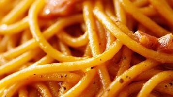 Appetizing Close Up of Creamy Pasta with Pepper Specks. photo