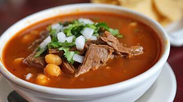 Hearty Beef Stew with Cilantro and Onion Garnish. photo